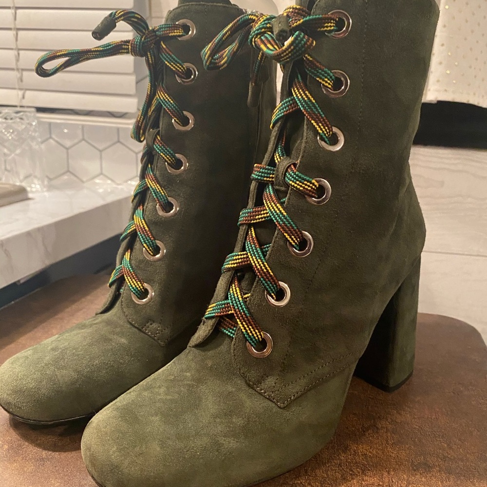 PRADA Suede Lace-up Ankle Boots